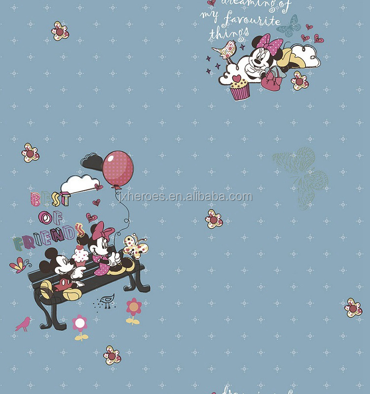 Classic Cartoon Mickey Mouse and Donald Duck Baby Room Wallpaper