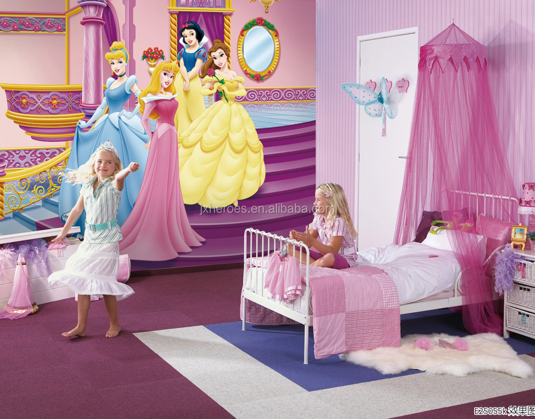 Beautiful Sweet Princess Style Baby Girl Children's Room Theme Fresco Mural Kids Wallpaper