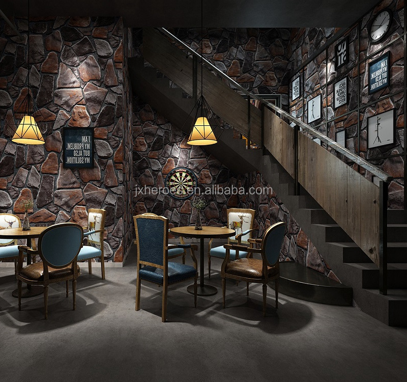 Fresh Natural Style 3D Stone Decorative Wallpaper for Restaurant