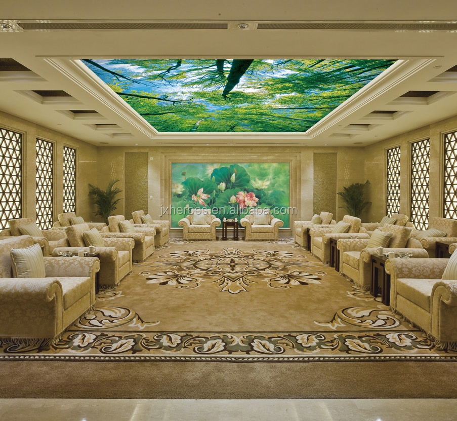 Fresh Nature Four Seasons Forest Sky 3D Ceiling Wallpaper for Home Decoration