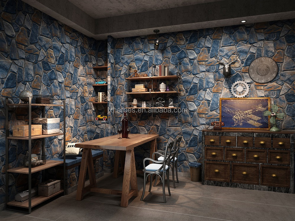 Fresh Natural Style 3D Stone Decorative Wallpaper for Restaurant