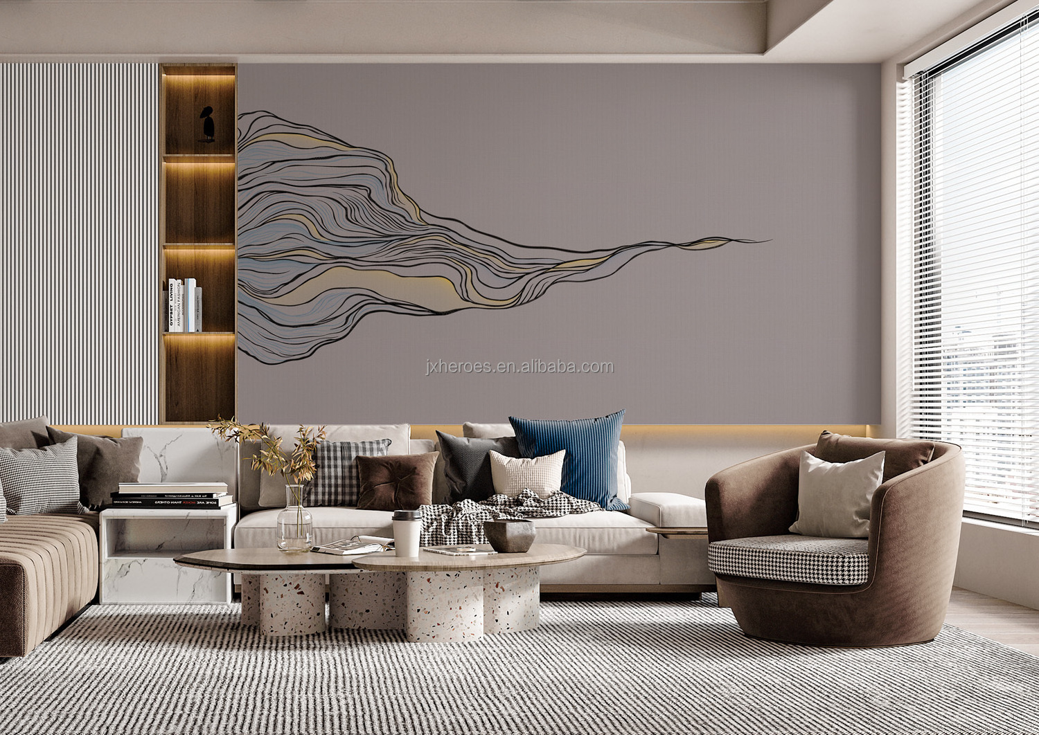 Luxury Modern Urban Style And Landscape Painting Series Embroidery Wall Murals