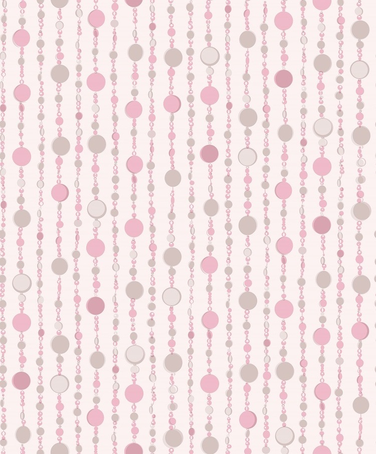 Princess Style Bead Curtain Design Girl Bedroom Vinyl Wallpaper