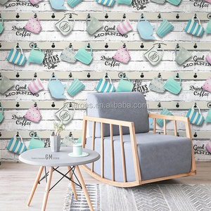 All kinds of Cute Coffee Cup Coffee Pot Hanging Wall Pattern Bar Cafe Dining Bar Decoration Wallpaper