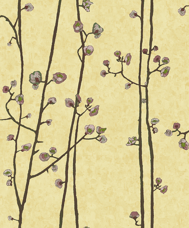 Exquisite Hand Painted Plum Blossom Japanese Style Home Wall Paper Wallpaper Designer