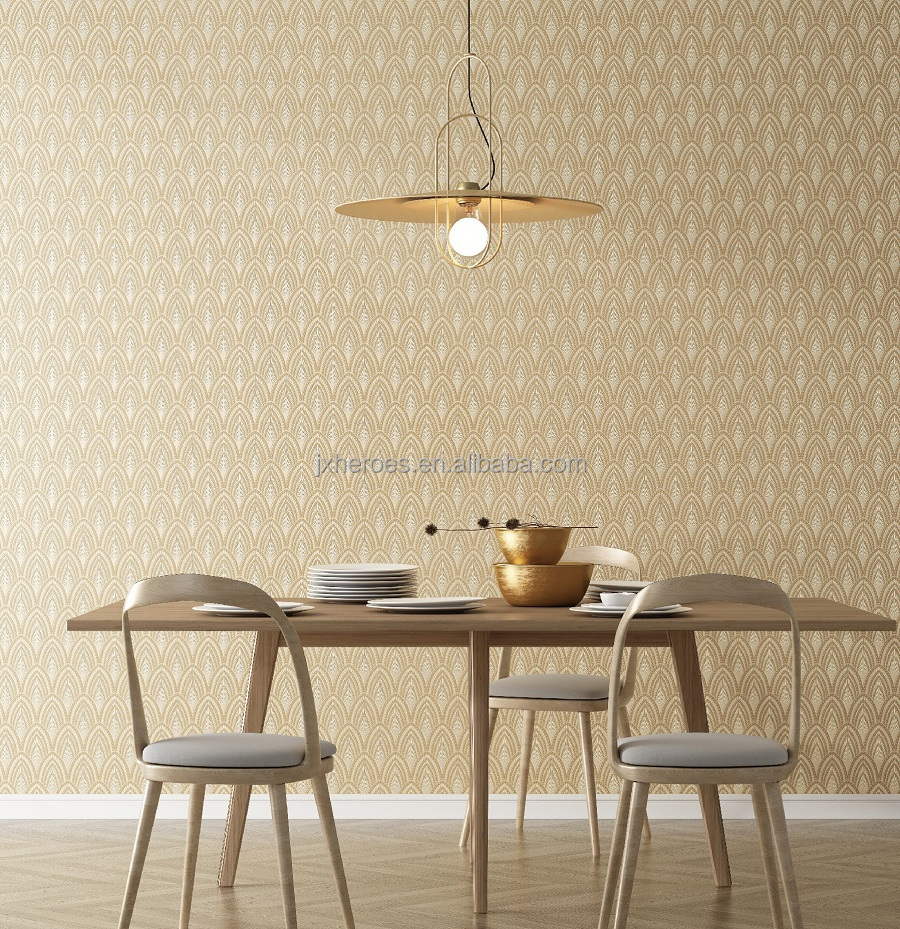 High End Laminated Leaf Pattern Non Woven Wallpaper Home Decoration