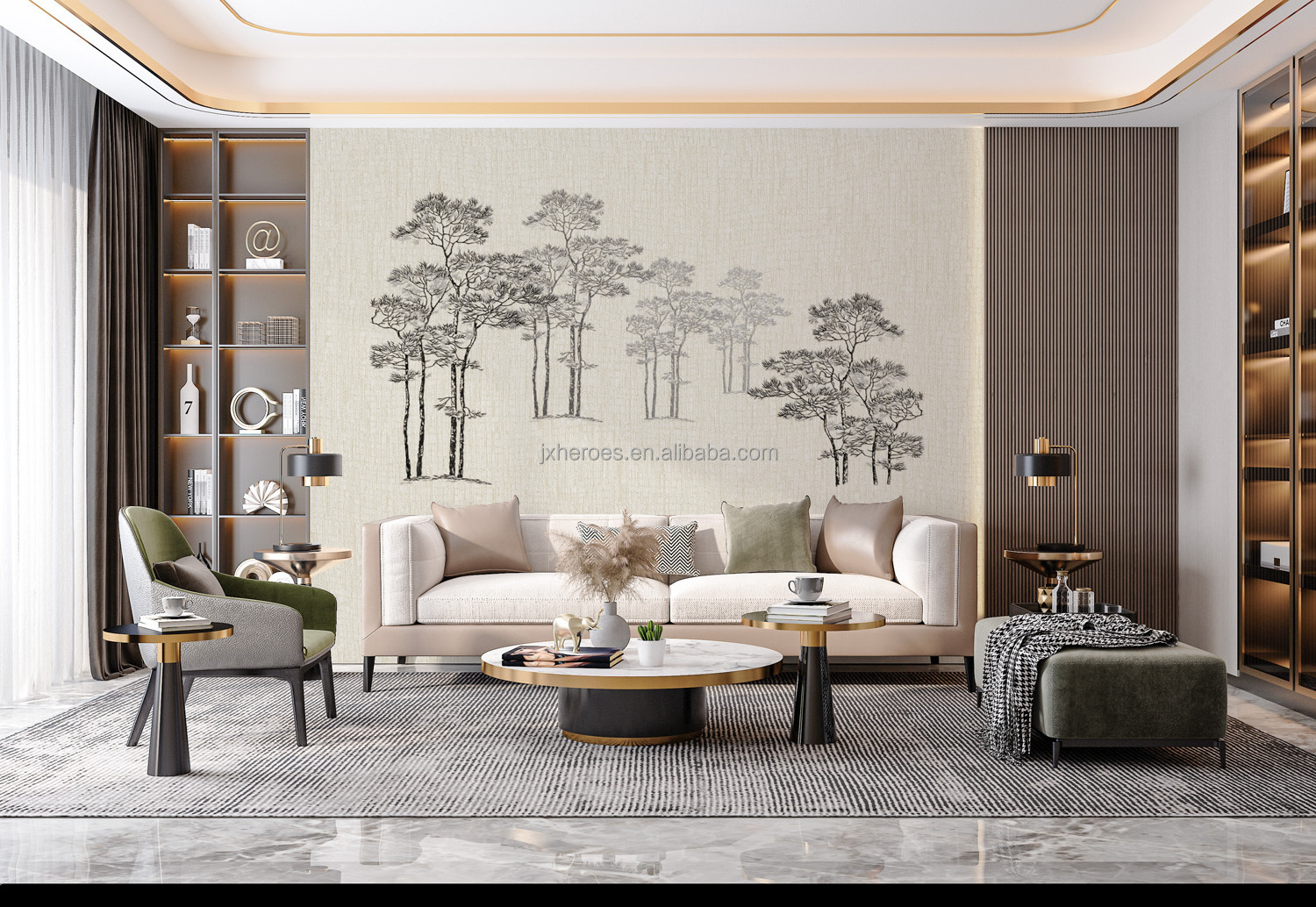 Luxury Modern Urban Style And Landscape Painting Series Embroidery Wall Murals