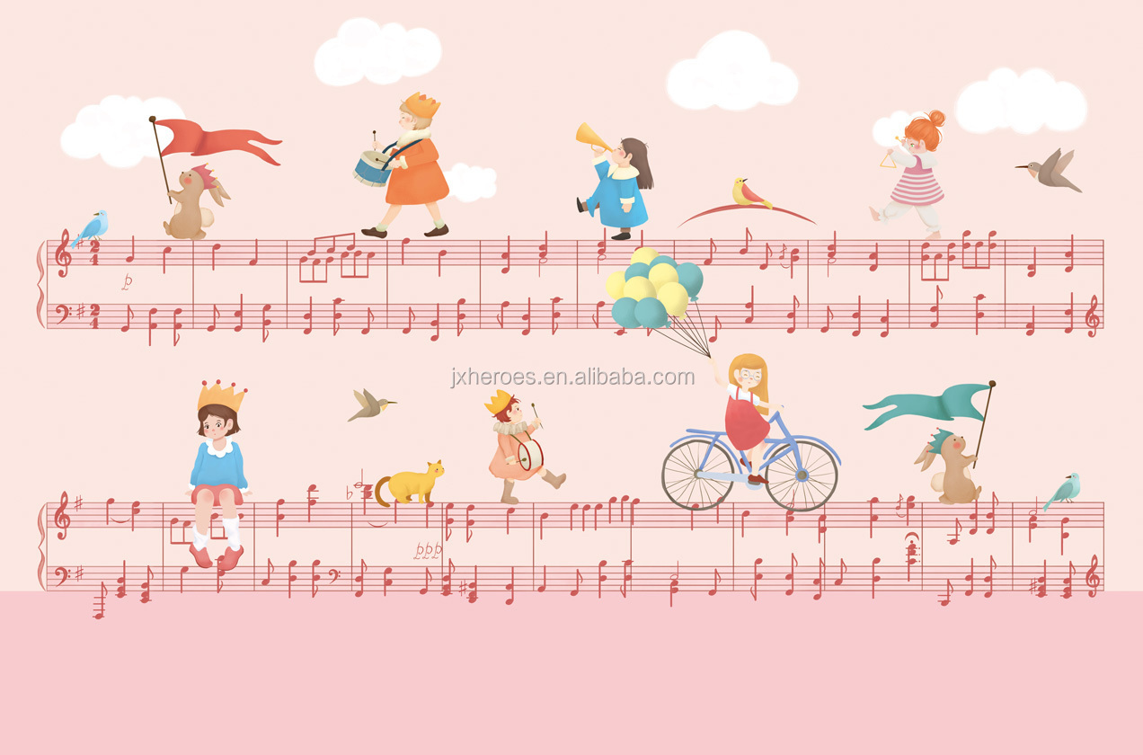 Music Fairy Tale Kingdom Children's Room Decorative Wall Mural Kids Wallpaper