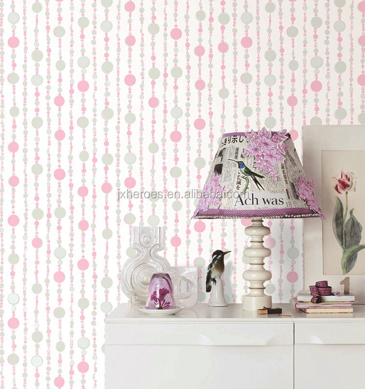 Princess Style Bead Curtain Design Girl Bedroom Vinyl Wallpaper