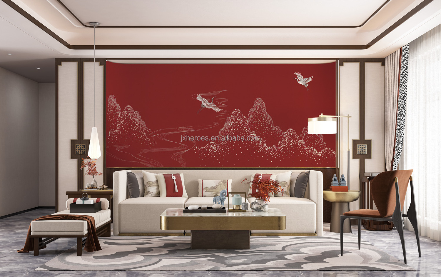 Luxury Modern Urban Style And Landscape Painting Series Embroidery Wall Murals