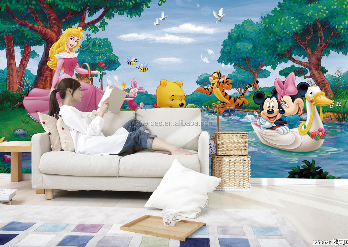 Cute and Witty Animation Theme Boys and Girls Children's Room Mural Wallpaper 3D