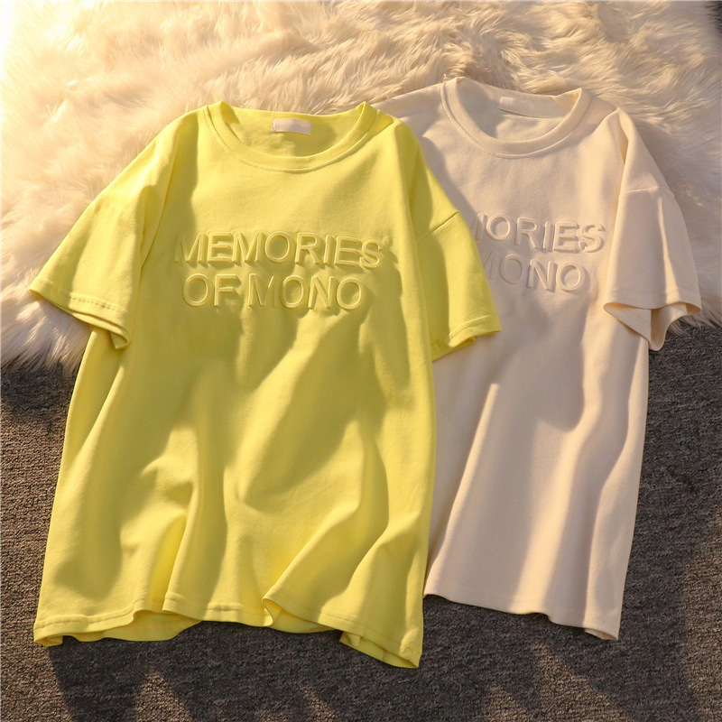 OEM Embossing Printing Clothes Logo Design Service Cotton Tshirt Custom 3d Emboss Print T shirt For Women