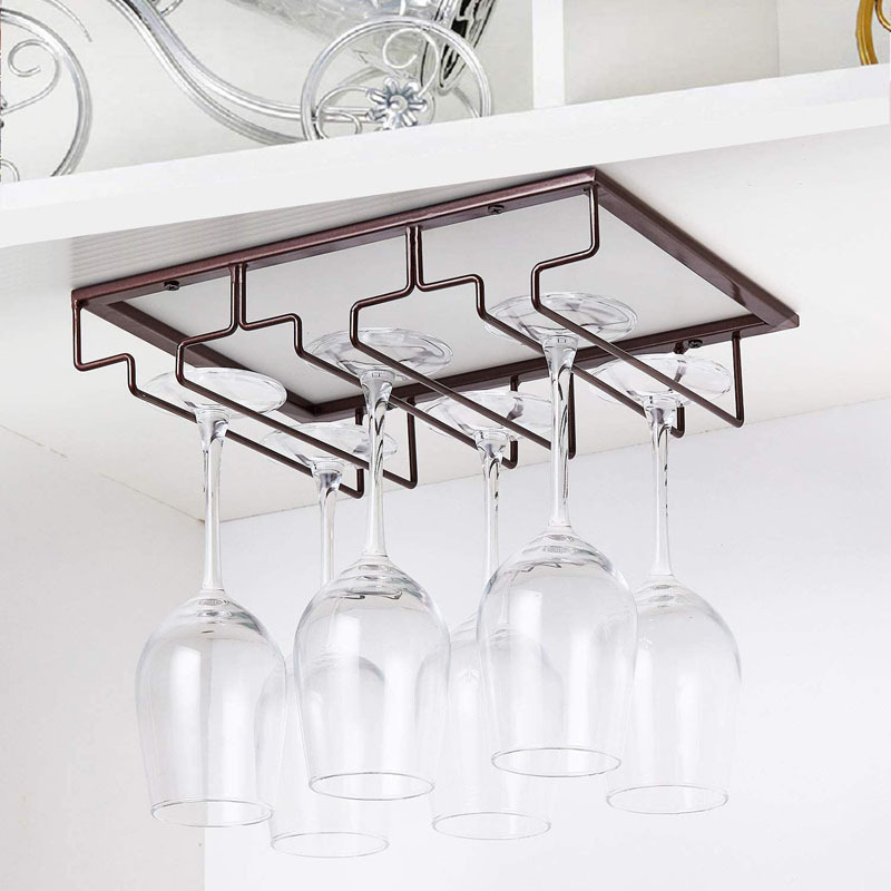 Undershelf Cabinet Hanging Wine Stemware Glass Rack Holder