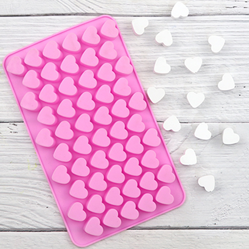 Pink 55 Cavity Silicone Heart-Shaped Cake Baking Mold Easy to Demould Lacquer Wax Vertical Mold Cake baking Tray