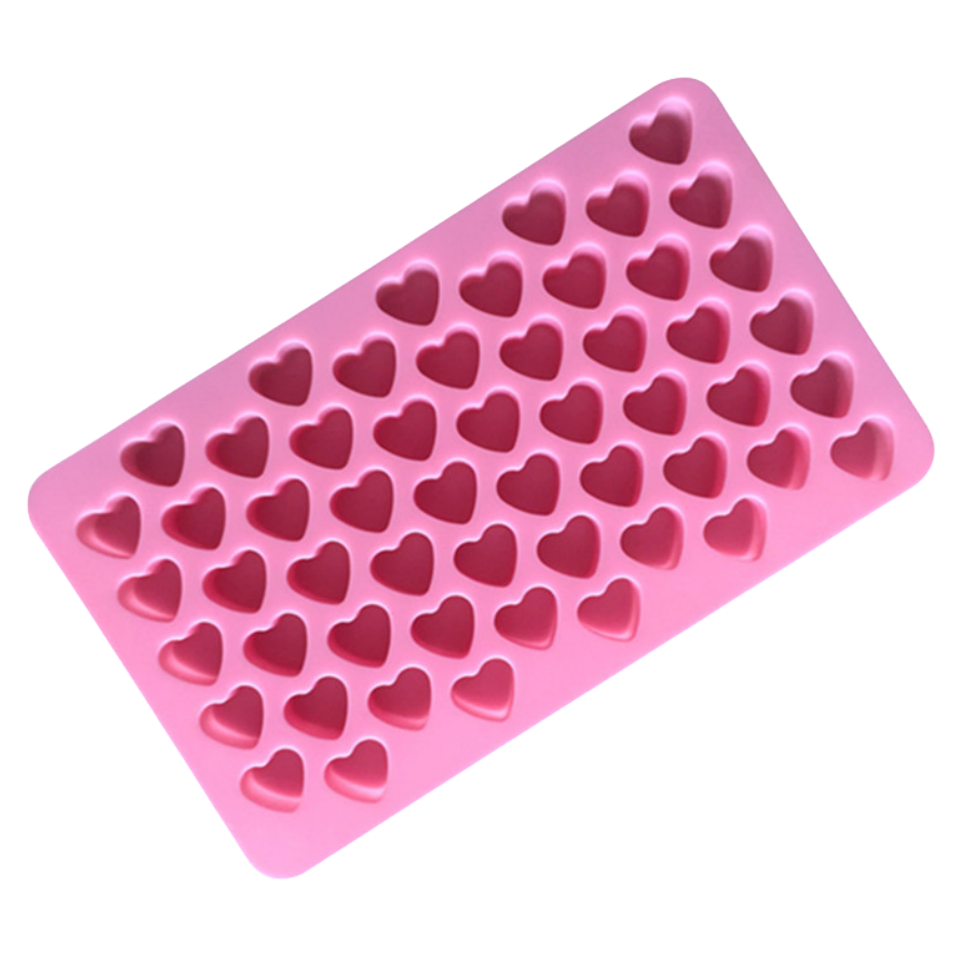 Pink 55 Cavity Silicone Heart-Shaped Cake Baking Mold Easy to Demould Lacquer Wax Vertical Mold Cake baking Tray