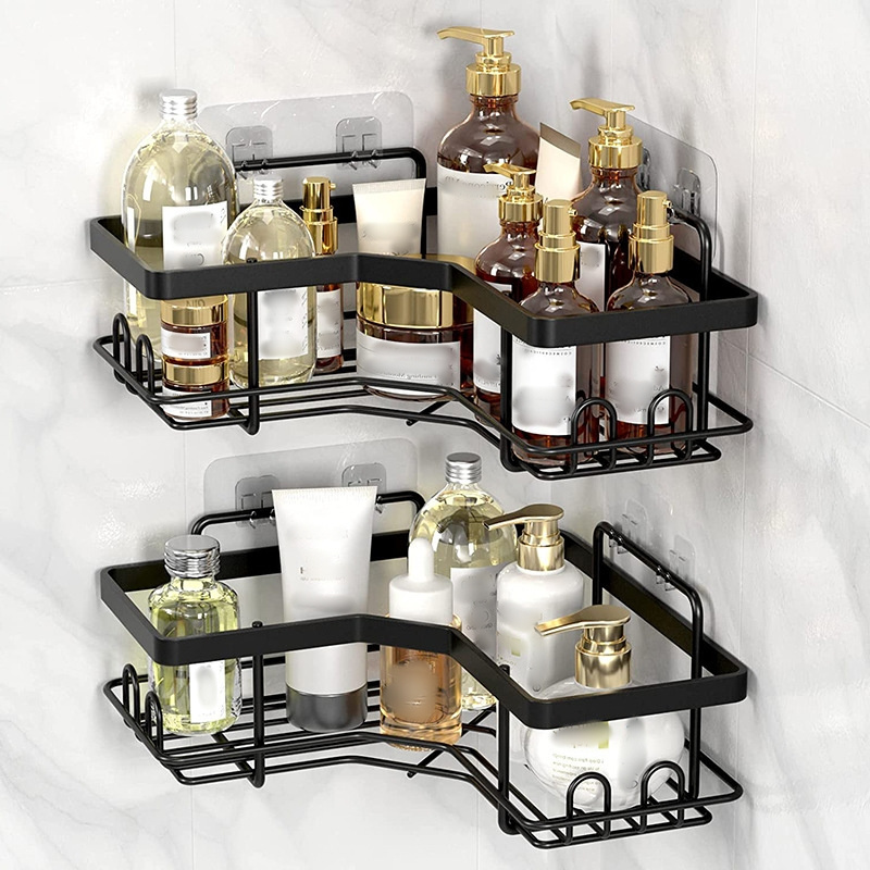 2PCS Pack Bathroom Shelf Storage Rack Organizer Basket Wall Mounted Shower Caddy Bathroom Shelves Corner Bathroom Organizer