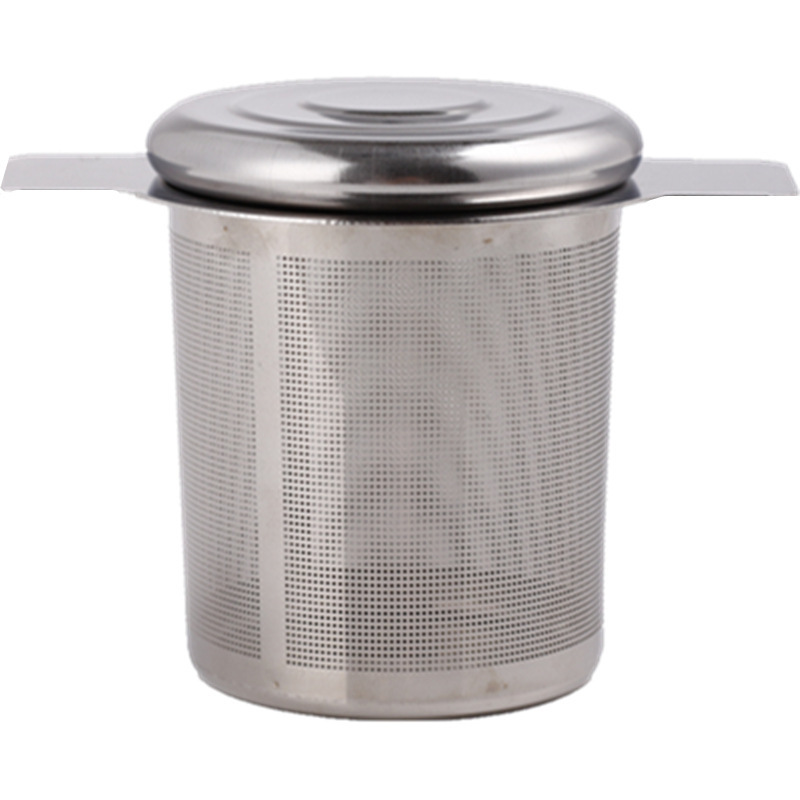 6cm Height Stainless Steel Fine Mesh Tea Strainer Reusable with 2 Handles Tea Infusers Basket Lid Tea and Coffee Filters