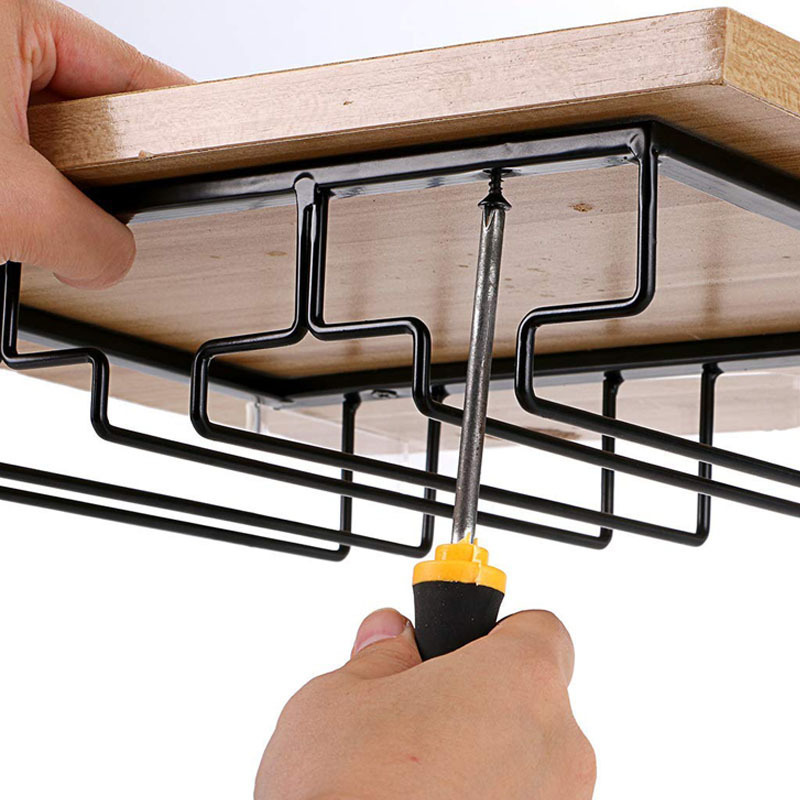 Undershelf Cabinet Hanging Wine Stemware Glass Rack Holder