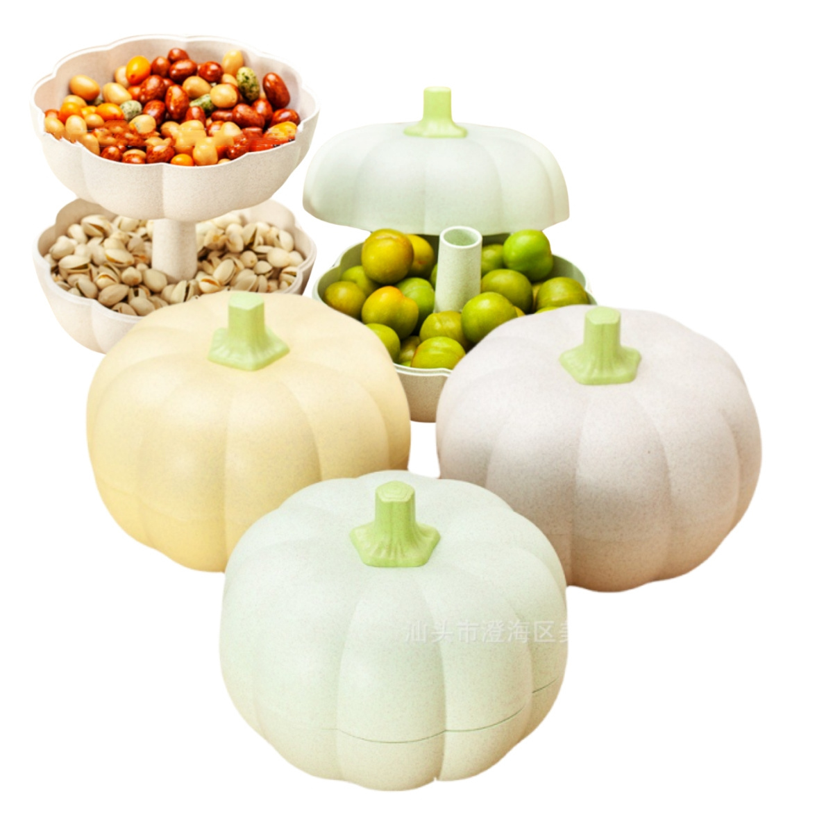 Christmas Pumpkin Shape Fruit Tray 2 layers Candy Nut Box Plastic Dried fruit plates double layers cake Snack plates