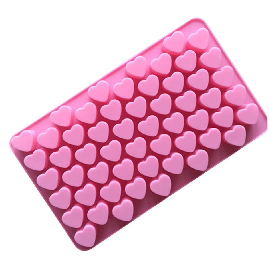 Pink 55 Cavity Silicone Heart-Shaped Cake Baking Mold Easy to Demould Lacquer Wax Vertical Mold Cake baking Tray