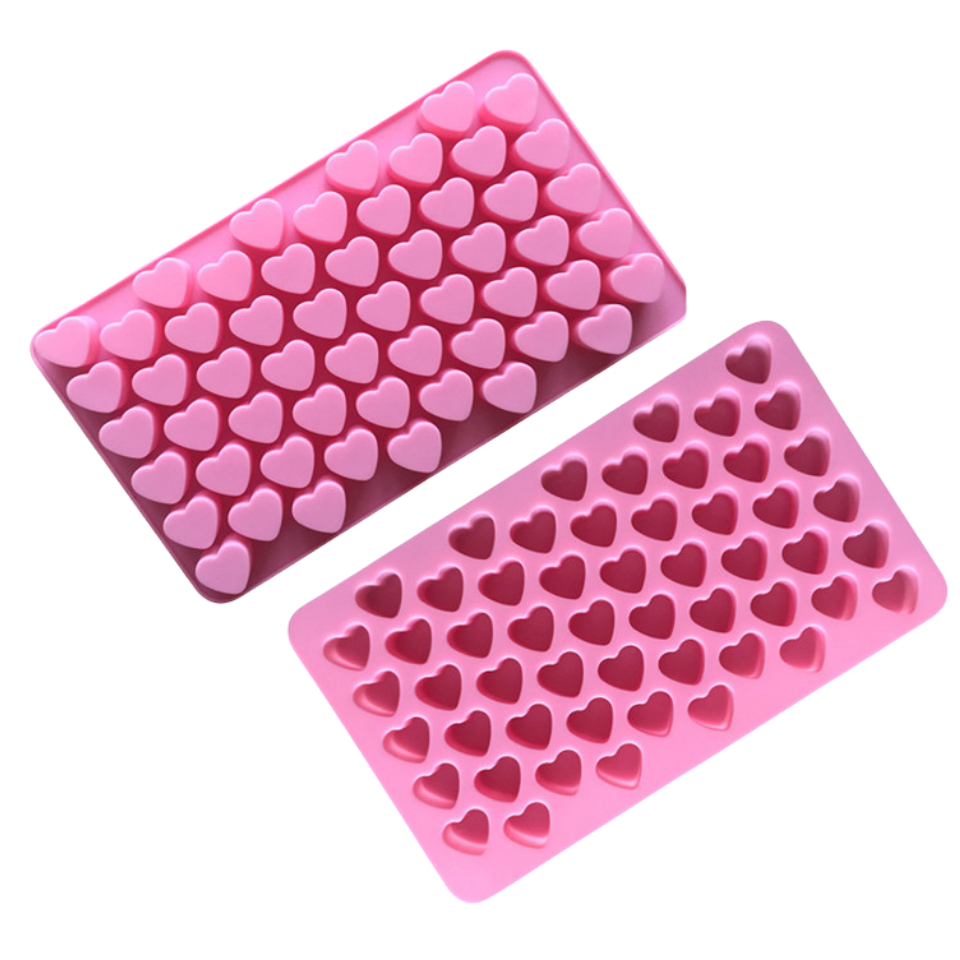 Pink 55 Cavity Silicone Heart-Shaped Cake Baking Mold Easy to Demould Lacquer Wax Vertical Mold Cake baking Tray