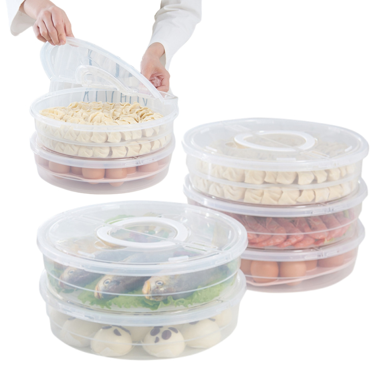 Dumpling box dumpling holder food containers organizer kitchen storage box with lid for refrigerator