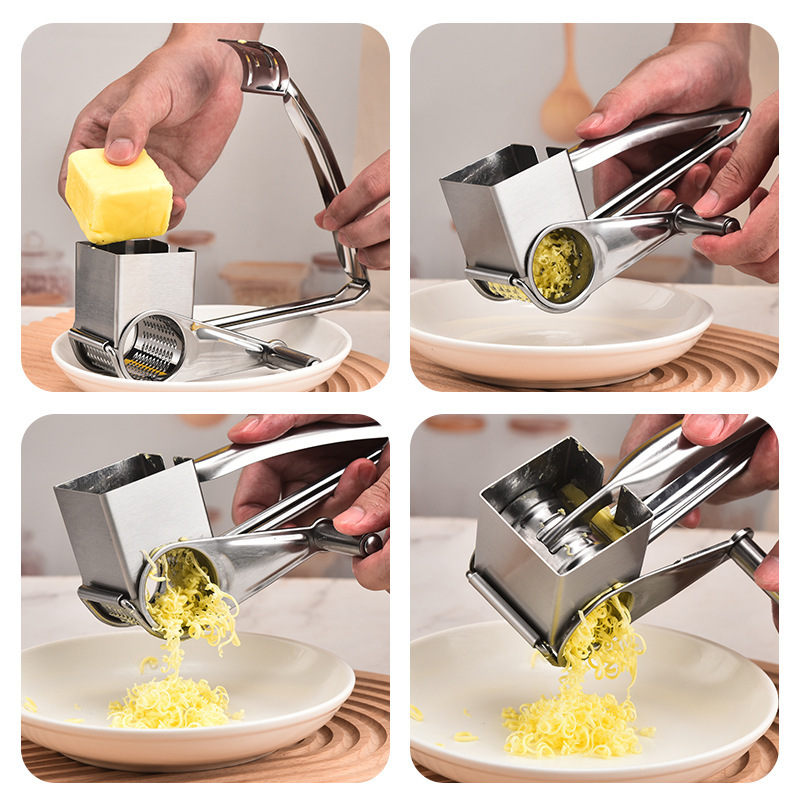 4 in 1 Household Kitchen Multifunction Stainless Steel Vegetable cheese Grater Manual Drum Vegetable cheese Cutter