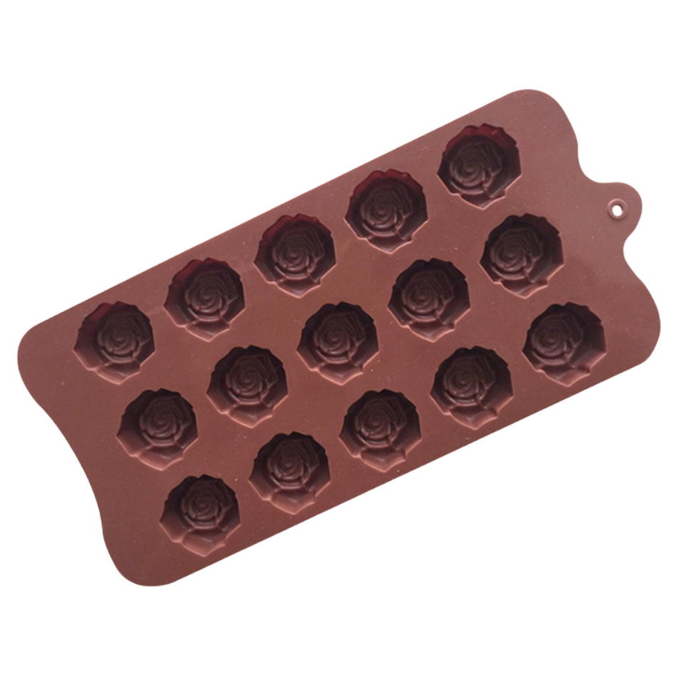 15 Cavity Silicone 3D Rose Shape Chocolate Mold Handmade Soap Mold Lacquer Wax Vertical Mould Cake Baking Tray