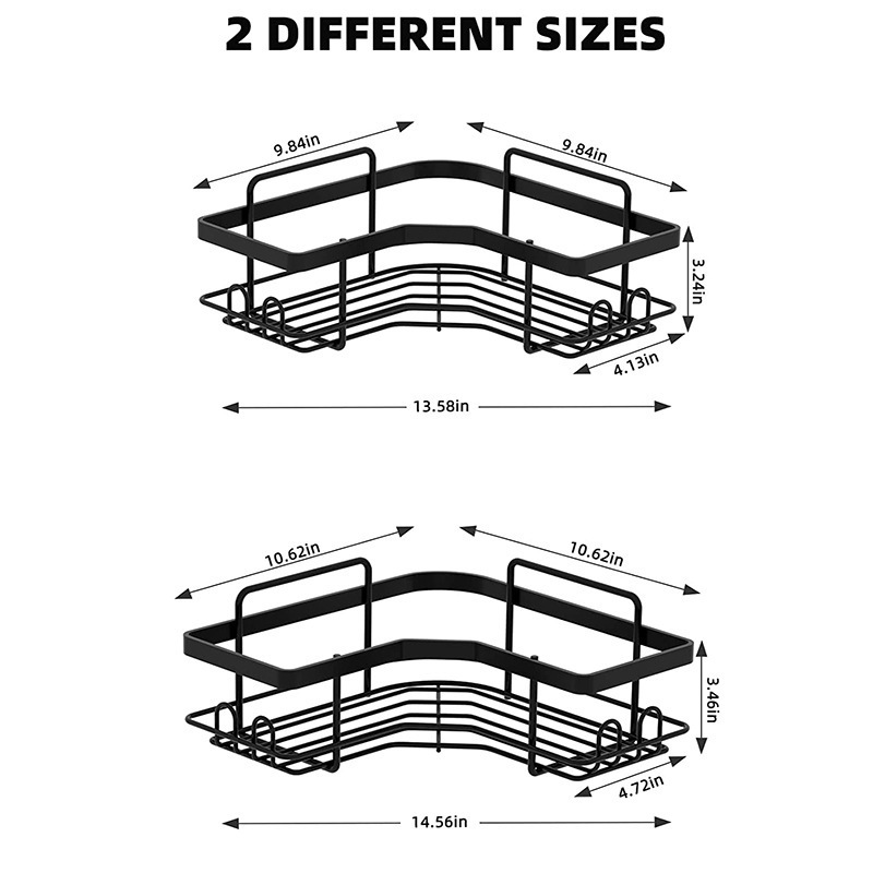 2PCS Pack Bathroom Shelf Storage Rack Organizer Basket Wall Mounted Shower Caddy Bathroom Shelves Corner Bathroom Organizer