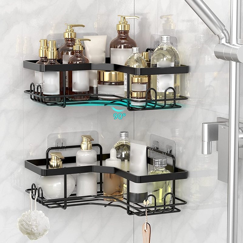 2PCS Pack Bathroom Shelf Storage Rack Organizer Basket Wall Mounted Shower Caddy Bathroom Shelves Corner Bathroom Organizer