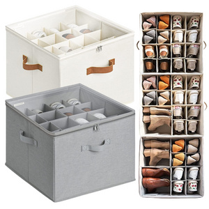 Shoe Organizer for Closet Fabric Shoe Storage Bins with Clear Cover Lid Dividers for Shoe Boxes High Quality