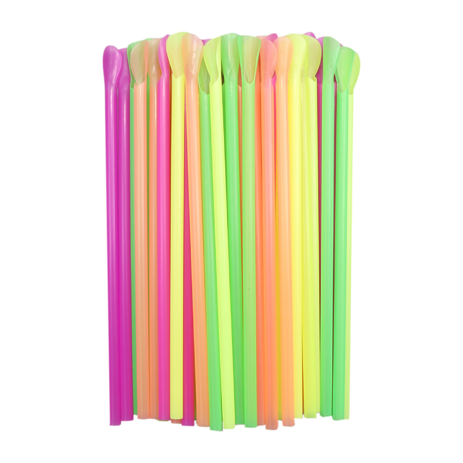 disposable plastic spoon drinking straws with Spoon Sand Ice Straw Spoon Shape Straw