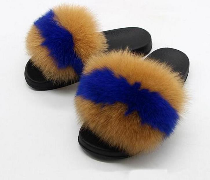 women's faux fluffy sandals solid color fur women fur slippers bulk big furry slides for women