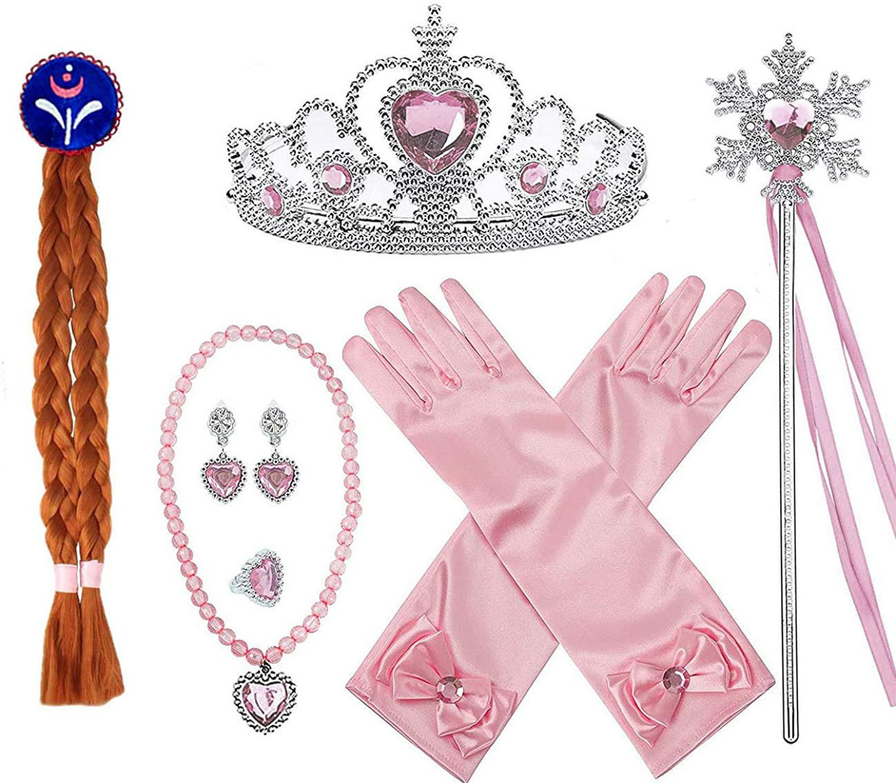 Crown Headdress Children Girl Frozen Magic Stick Hair accessories set Princess Necklace