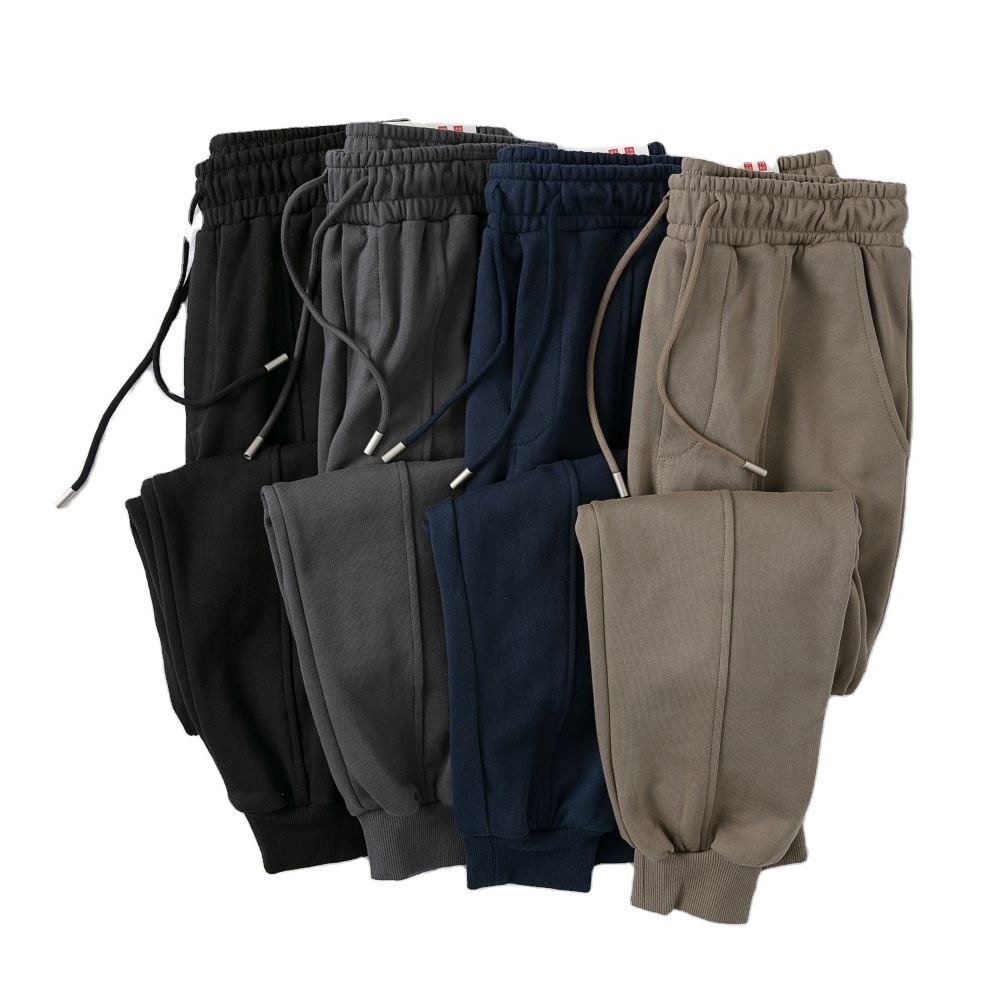 Men's 100% Cotton Pants 350g Elastic Belt Casual Sports Trousers for Spring and Autumn Season