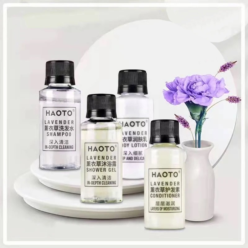 Lavender Bath Set Hotel Disposable Shampoo Body Wash Conditioner Moisturizer Bath Center Small Bottle of Body Wash 4-in-1 set