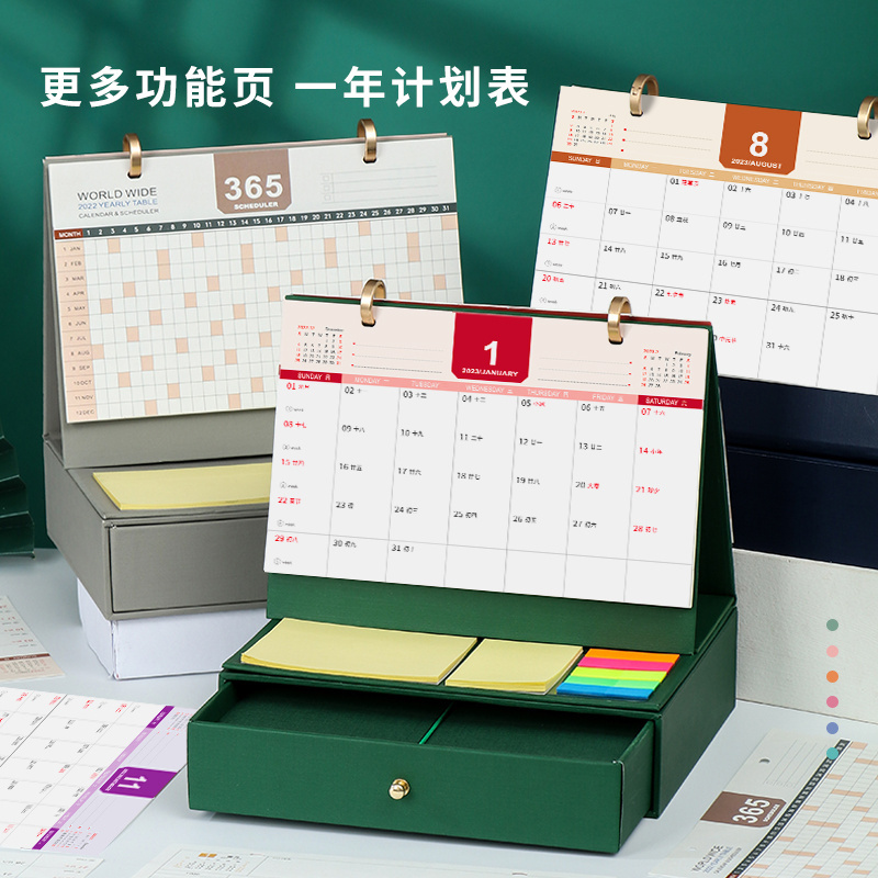 2023 customized printing promotional Creative  365 Day desktop calendar with sticky notepad memo pad note