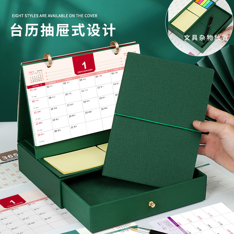 2023 customized printing promotional Creative  365 Day desktop calendar with sticky notepad memo pad note