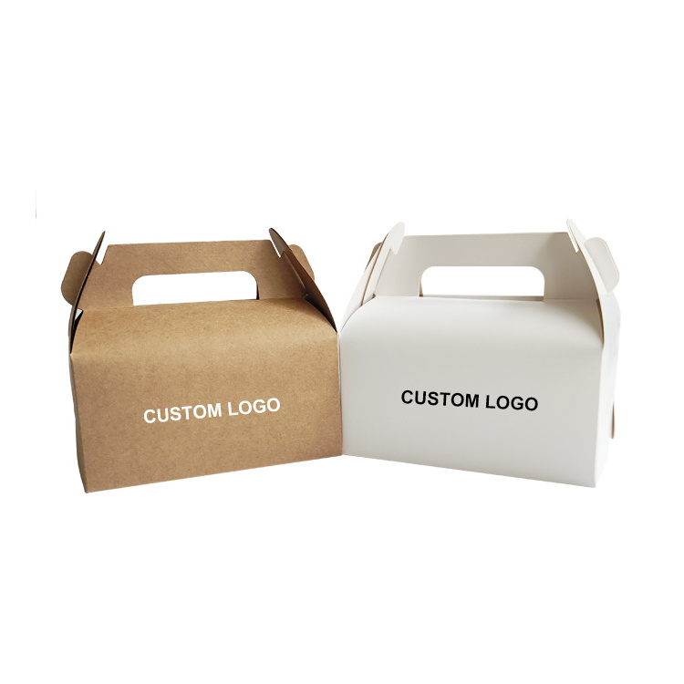 Custom Logo White Paper portable Packaging Gable Carton Box With Handle