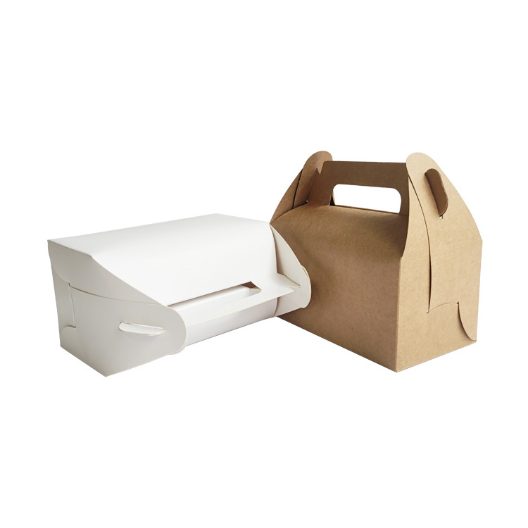 Custom Logo White Paper portable Packaging Gable Carton Box With Handle