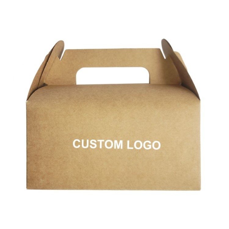 Custom Logo White Paper portable Packaging Gable Carton Box With Handle