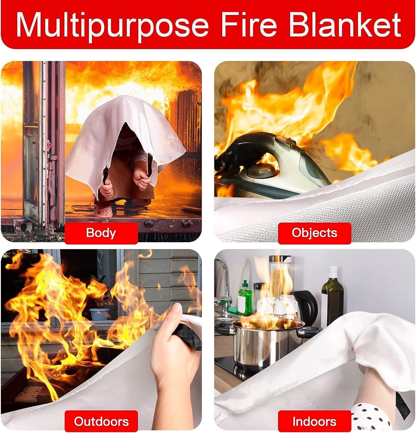 EN1869 2019 1m X 1m emergency safety fire blanket for home and camping