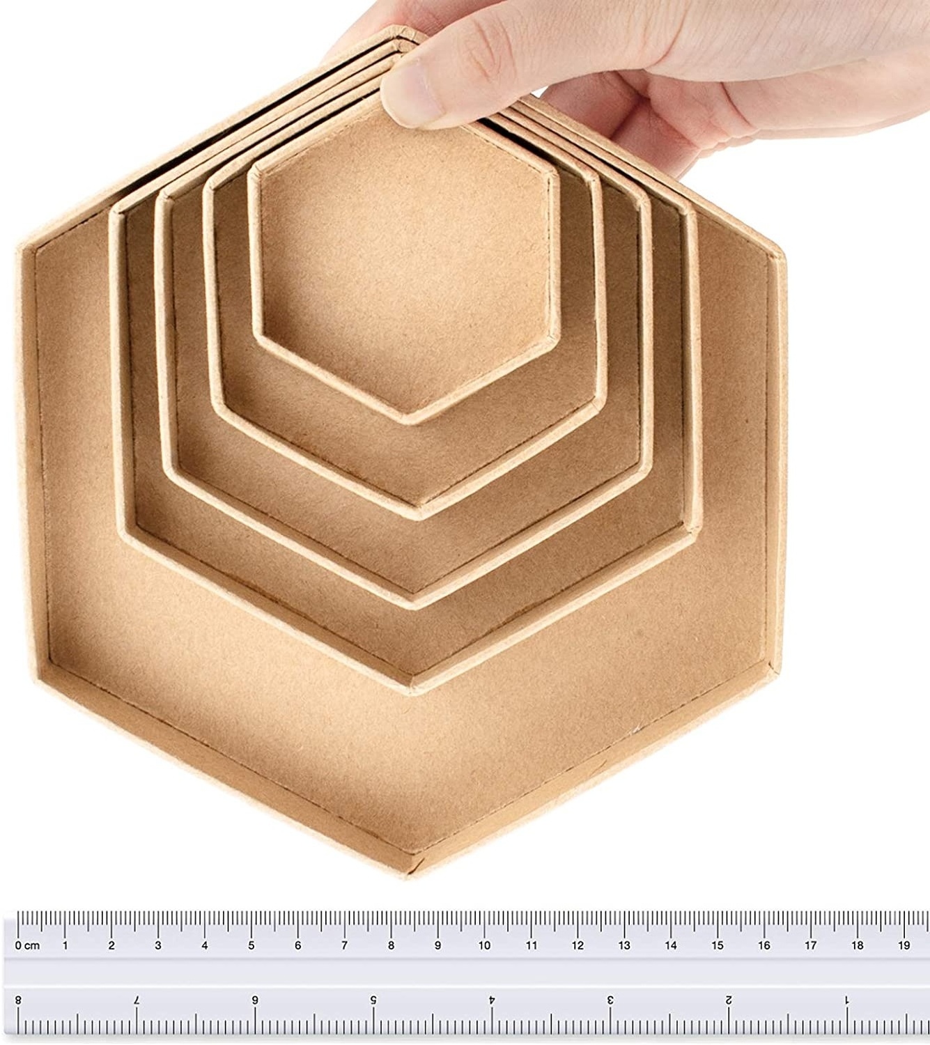 Hexagonal-shaped hard kraft paper mache box with lid for crafting , storage accessories ,cosmetics jewelry