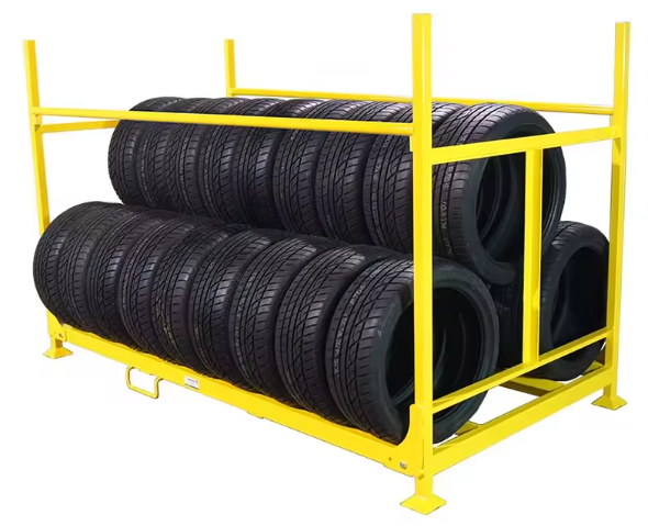 Industrial Warehouse Steel Pipe Storage Collapsible Stacking Tire Racking Stillages Truck Tire Transport Rack