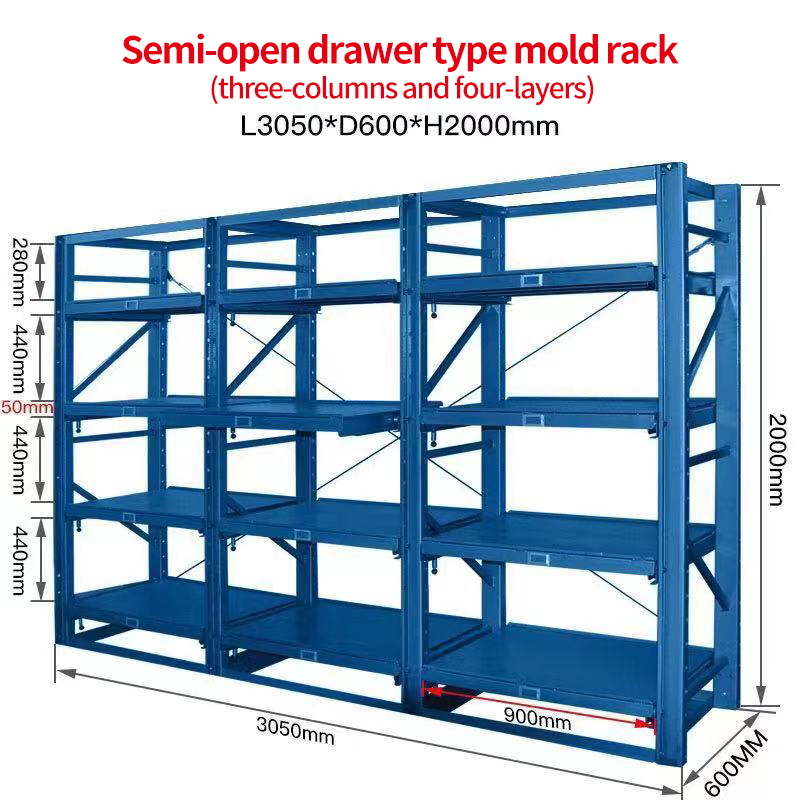 Custom Heavy-Duty Mold Rack with 1000kg Loading Capacity Standard Drawer Injection Mould Storage Stacking Racks & Shelves