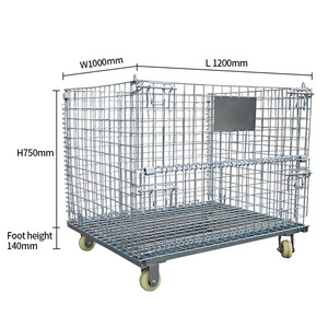 Heavy-Duty Galvanized Steel Wire Cage Stillage Foldable and Stackable for Warehouse Usage Cargo & Storage Equipment