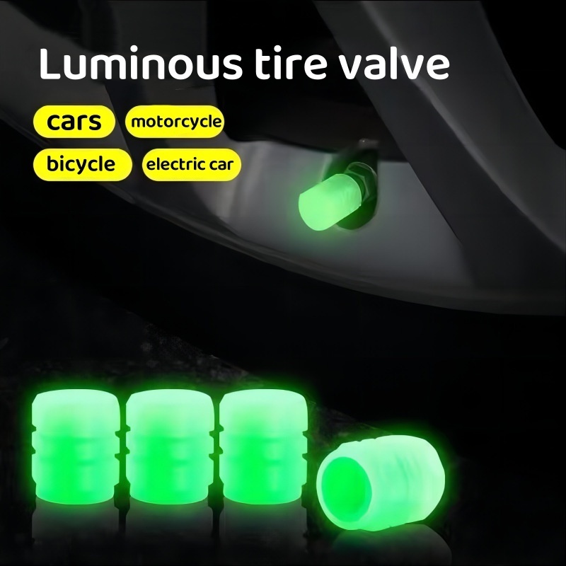 Fluorescence Effect Shiny Tire Valve Cap Car Wheel Bike Bicycle Trucks Dust Cap Auto Glow Tire Valve Stem Caps