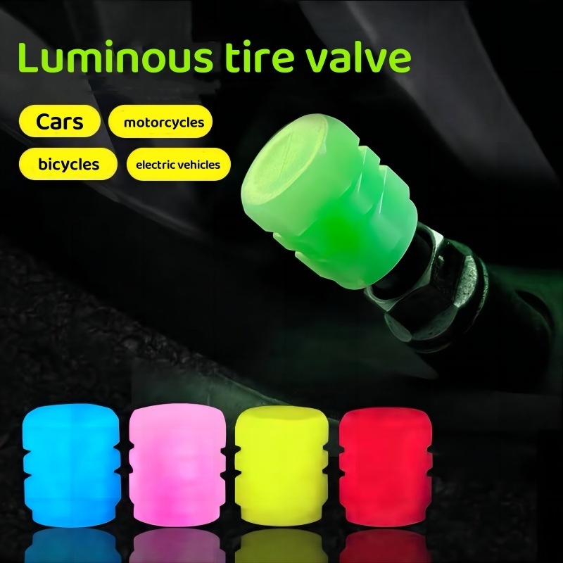 Fluorescence Effect Shiny Tire Valve Cap Car Wheel Bike Bicycle Trucks Dust Cap Auto Glow Tire Valve Stem Caps