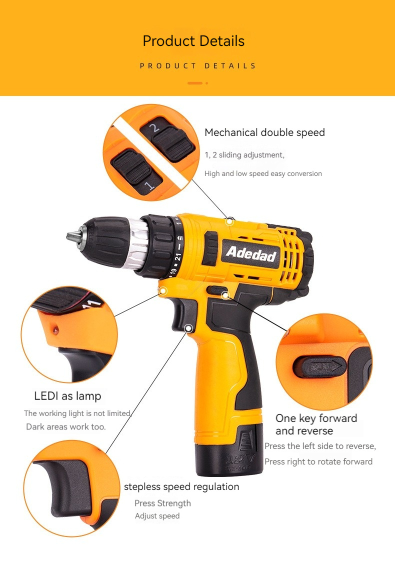 Best Selling Trustworthy Waterproof Drill Charging Power Craft Cordless Drill 12v Multi Head Drilling