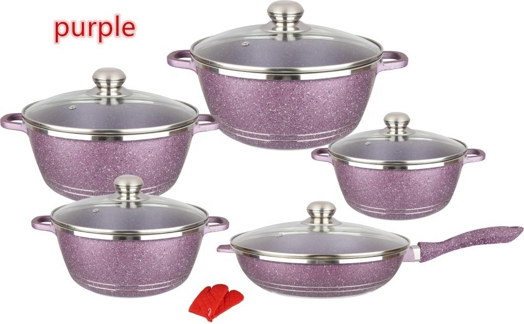 12 Pieces Granite Cookware Set Nonstick Frying Pan Aluminum Cooking Pot Set Cookware Wholesale